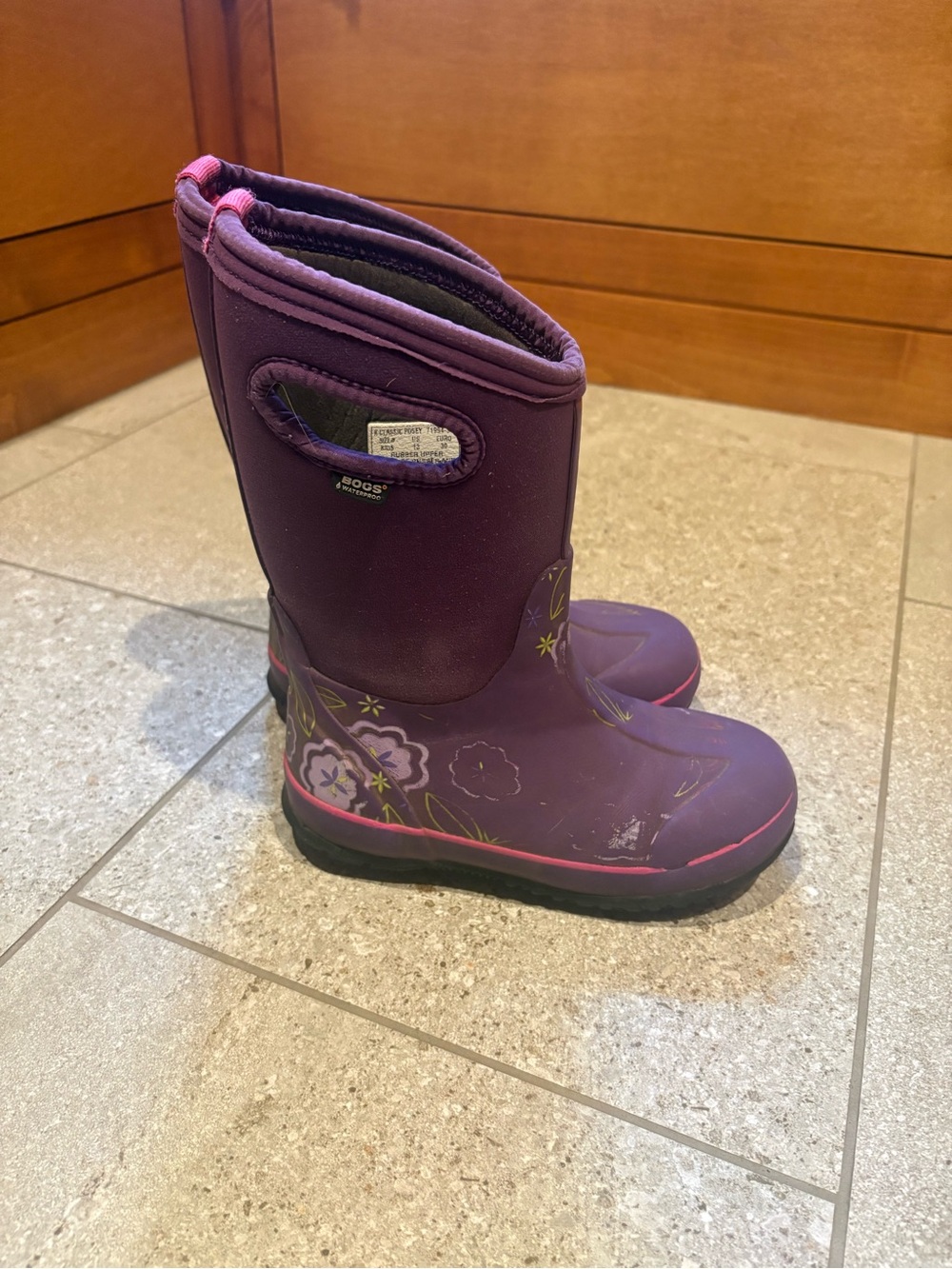 Bogs Purple Kids Floral Waterproof Boots